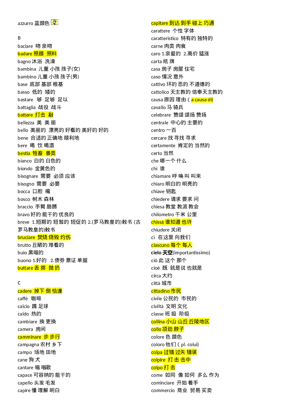 1000个意大利语常用单词及注解.doc 第2页