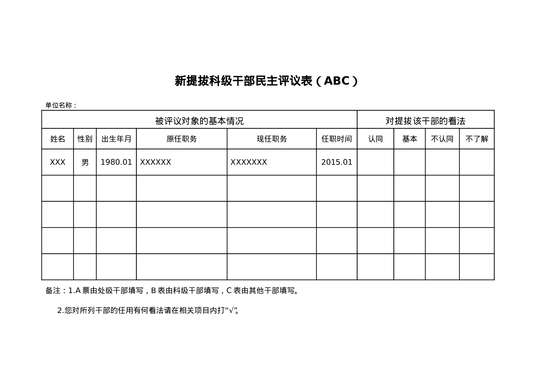 附件4.新提拔干部民主评议表.doc 第1页