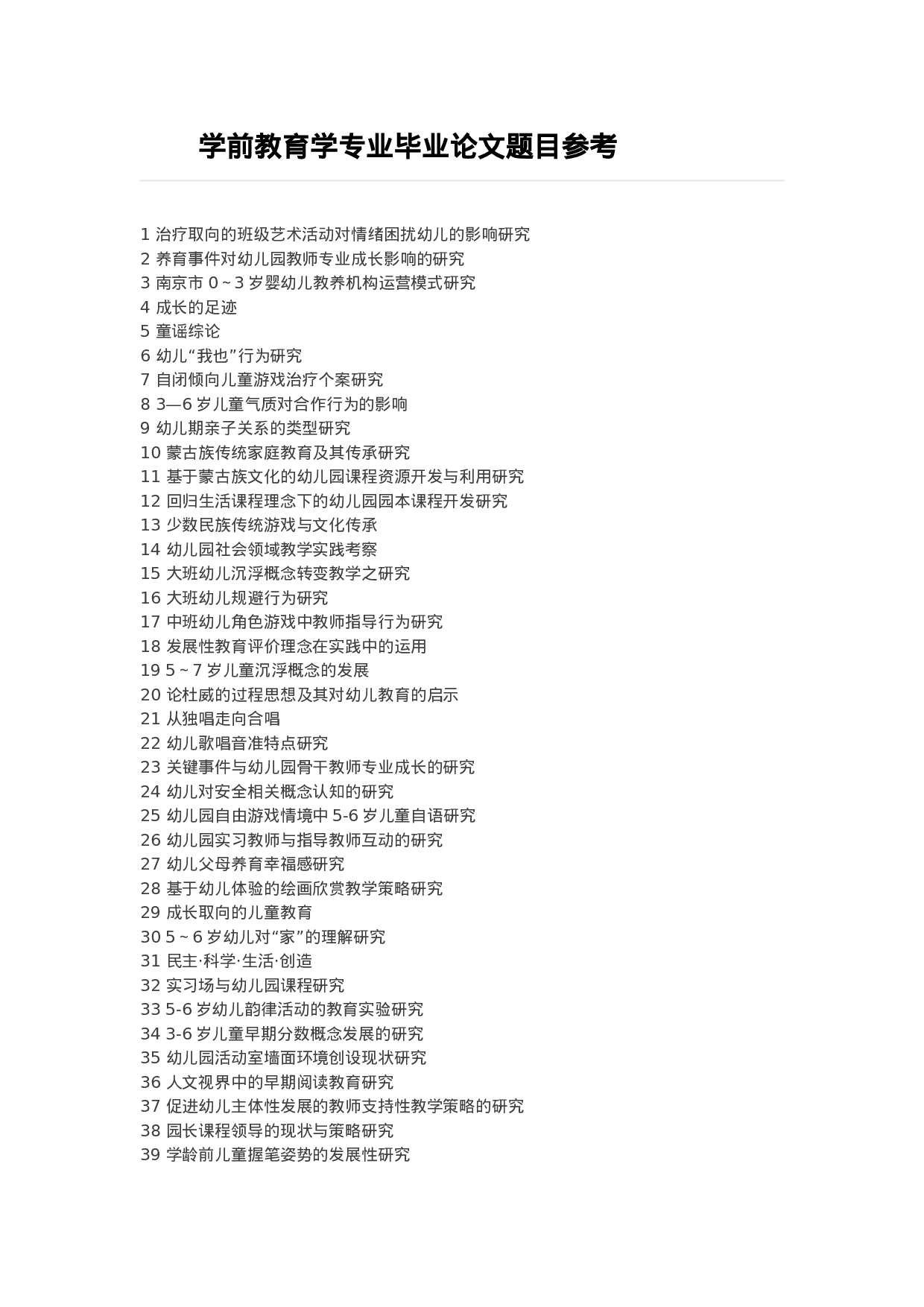 毕业论文选题-学前教育2.docx 第1页