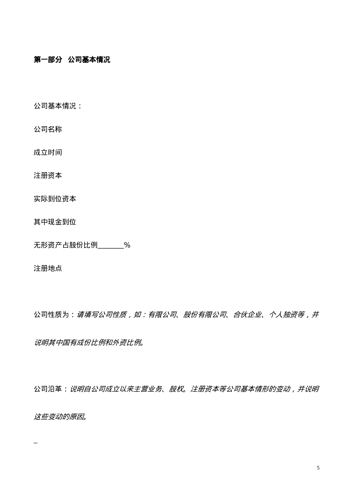 国际投资有限公司《商业计划书》规范化格式(中文版).doc 第5页