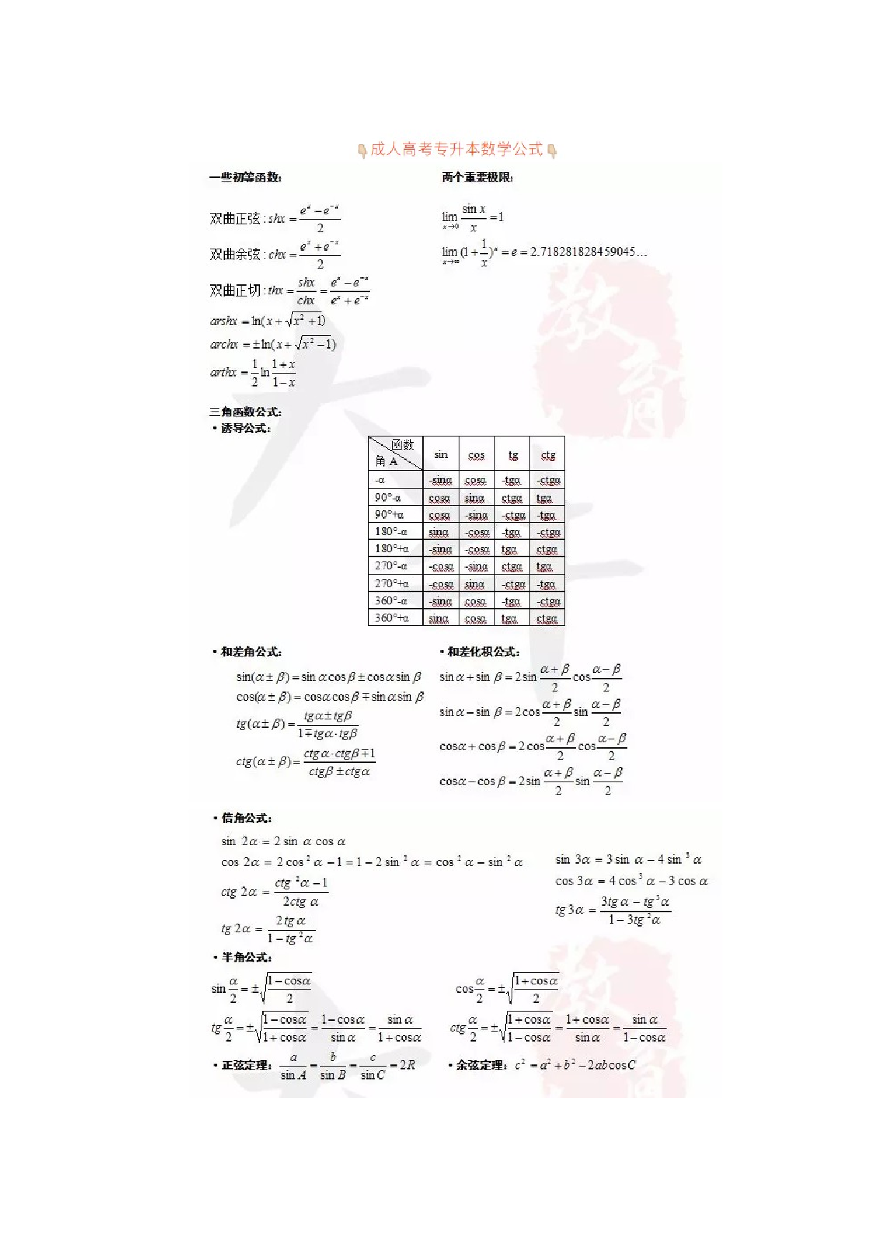 成人高考专升本数学公式汇总.docx 第2页