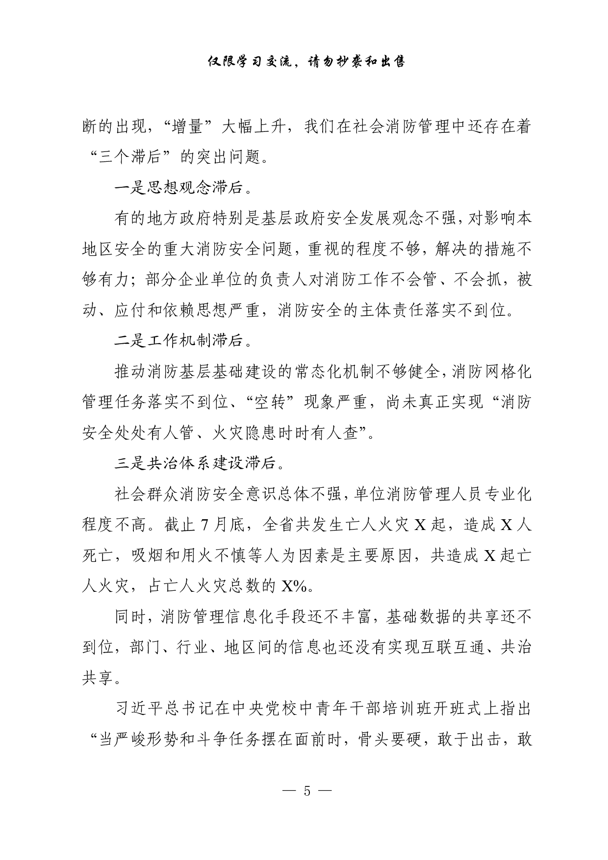 0911最新最全原创，省市区消防安全专题讲话、工作汇报等材料（17篇7.3万字）.pdf 第5页