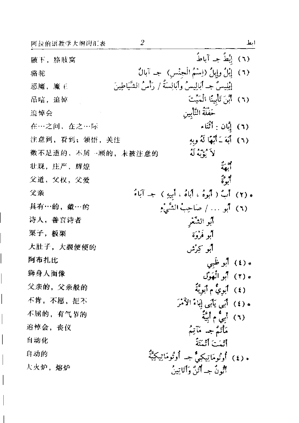 高等学校阿拉伯语教学大纲词汇表.pdf 第2页
