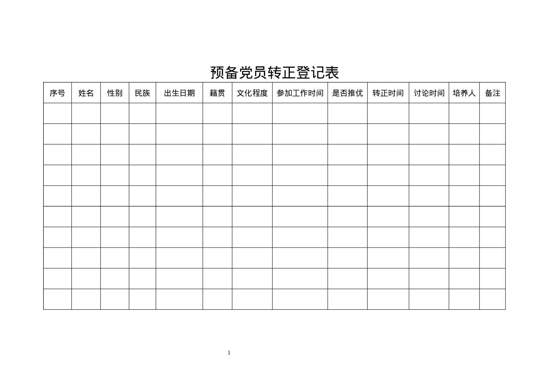 预备党员转正登记表.docx 第1页