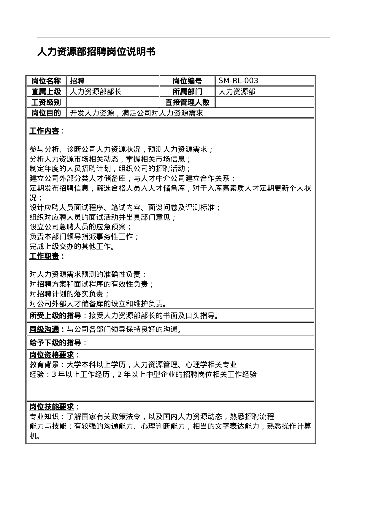 公司全套岗位说明书范本.doc 第3页