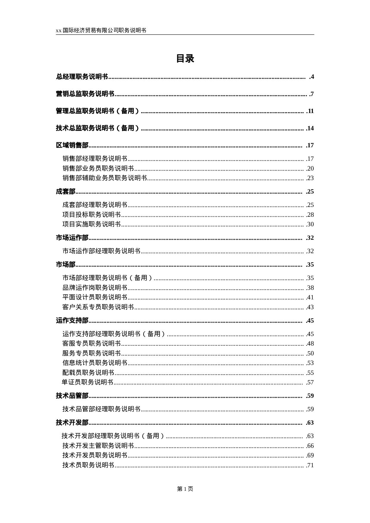 贸易有限公司职位说明书.doc 第1页