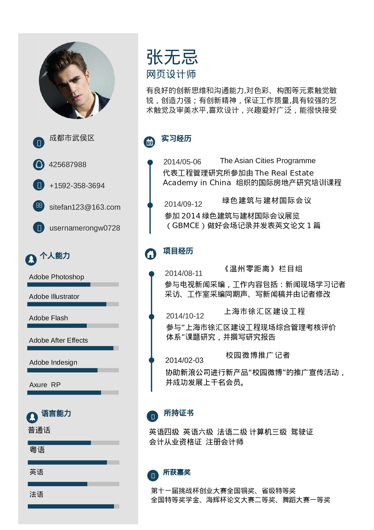 【封面+自荐书+简历】蓝色大气高端商务创意求职简历.doc 第3页