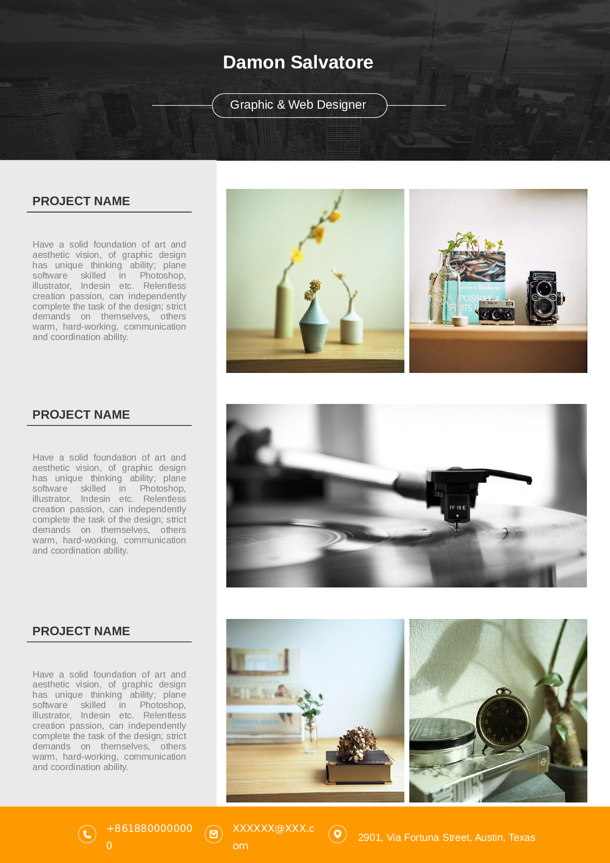 3页式欧美风格精致英文简历（双色可选）.doc 第2页