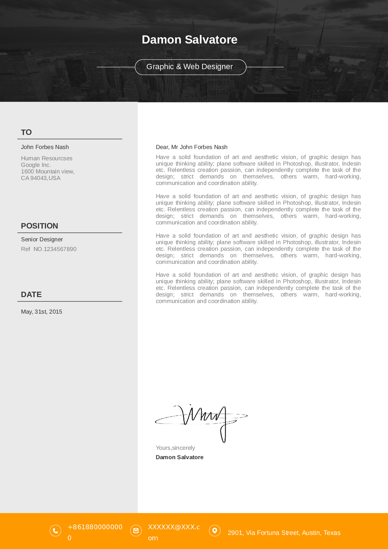 3页式欧美风格精致英文简历（双色可选）.doc 第3页