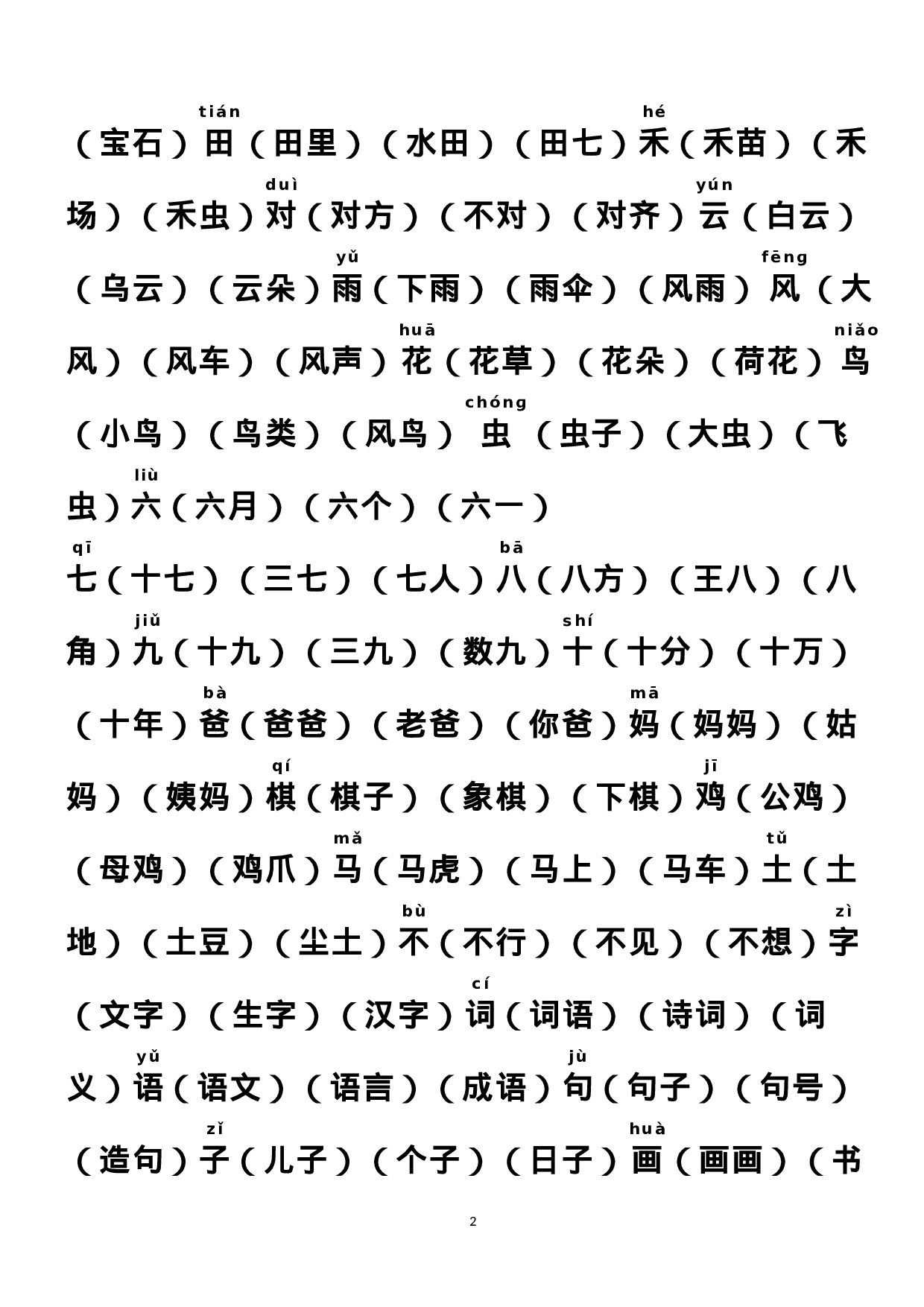 部编版人教版一年级语文上册组词版.doc 第2页