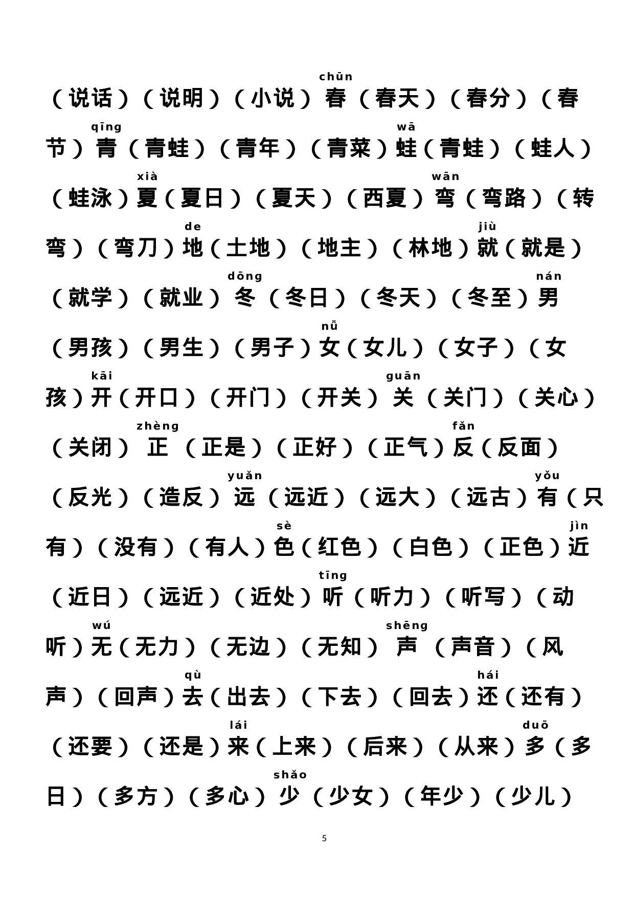 部编版人教版一年级语文上册组词版.doc 第5页