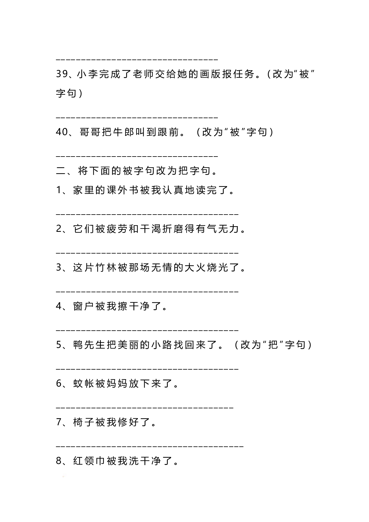 二（上）语文把字句.被字句互改专项练习（93题）.pdf 第5页