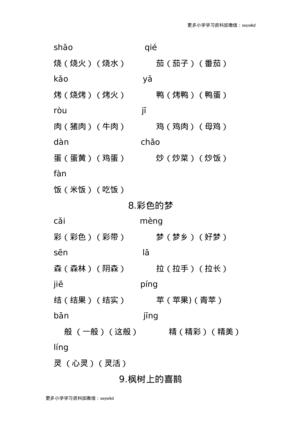 二年级语文下册重点生字组词 .docx 第6页