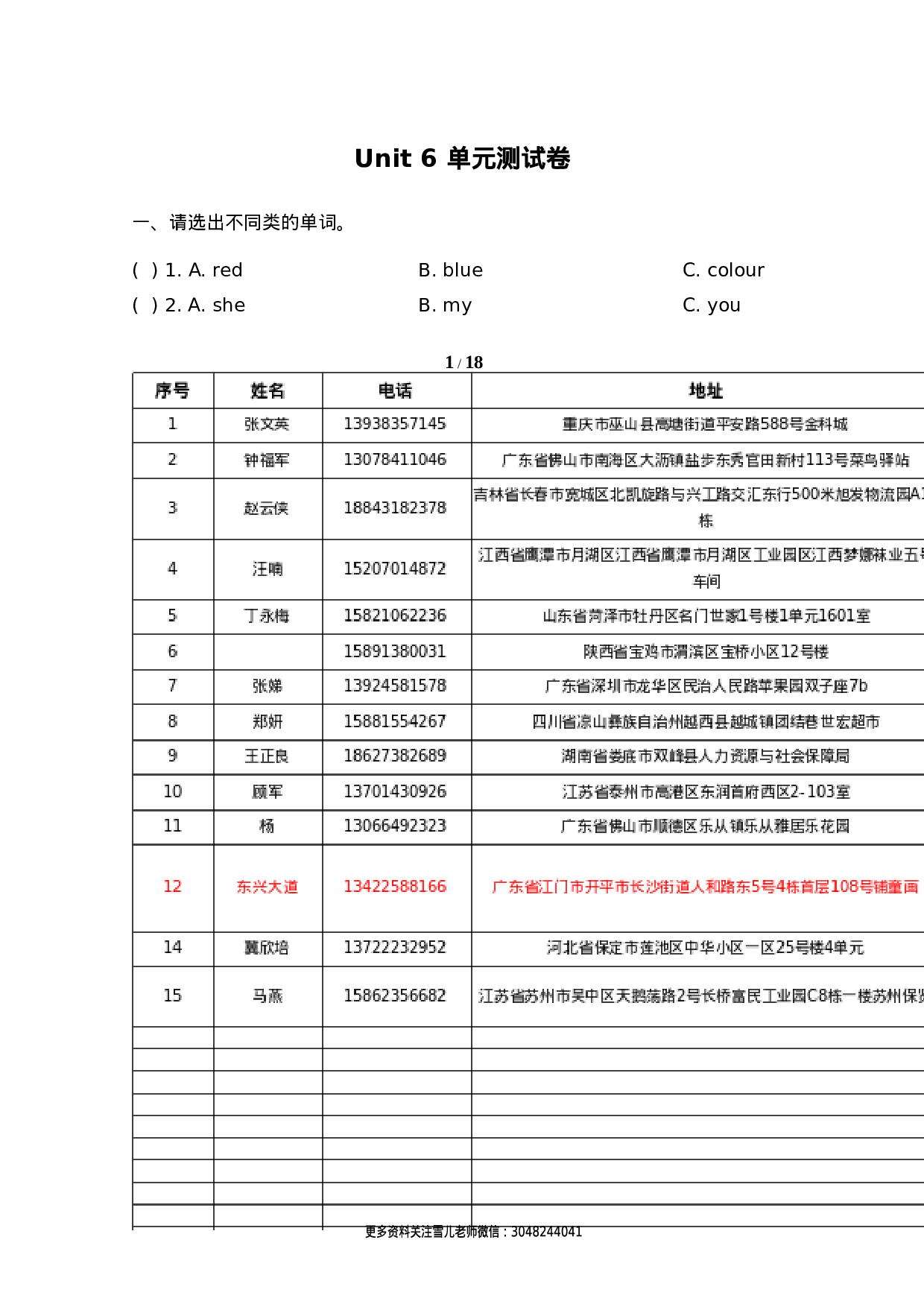 三（上）译林版英语Unit 6单元测评卷.doc 第1页