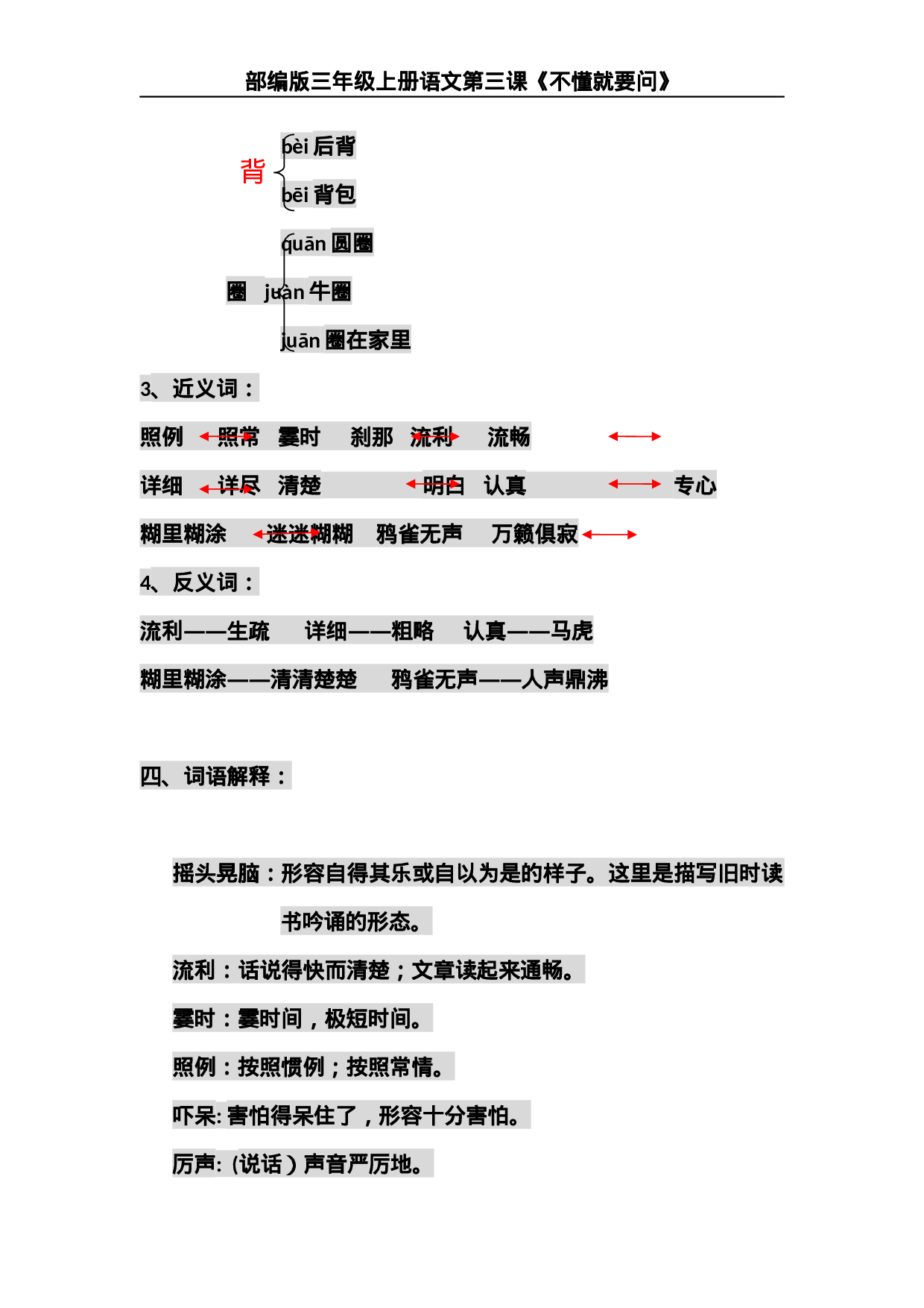 三（上）语文第三课《不懂就要问》主题总结和生字解读.docx 第2页