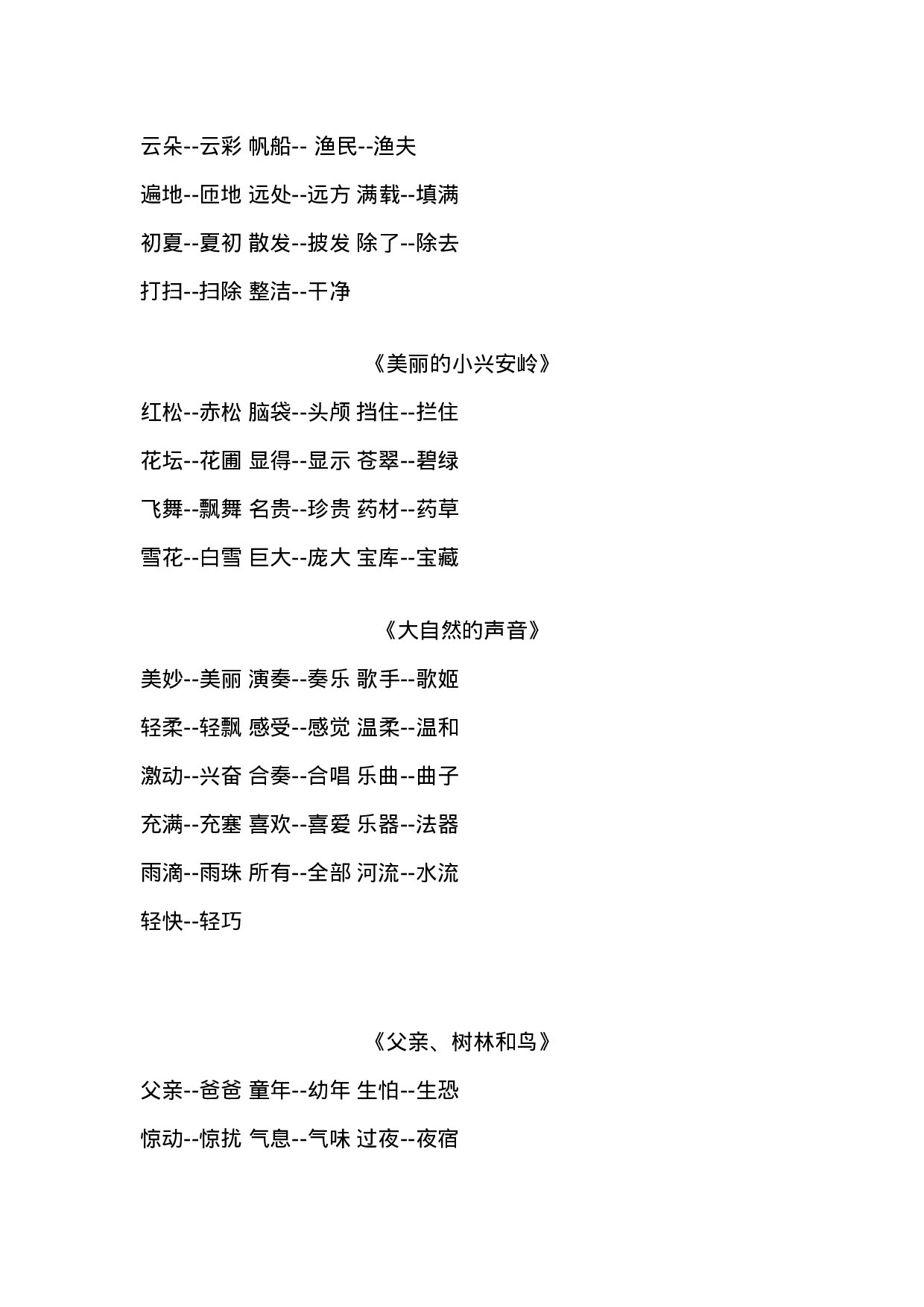 三(上）语文近义词和反义词汇总.docx 第4页