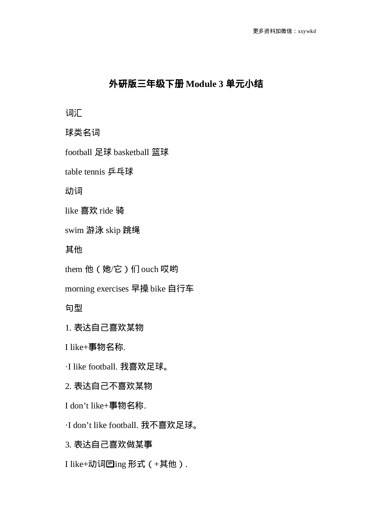 三（下）外研版英语：Module 3知识重点.doc 第1页