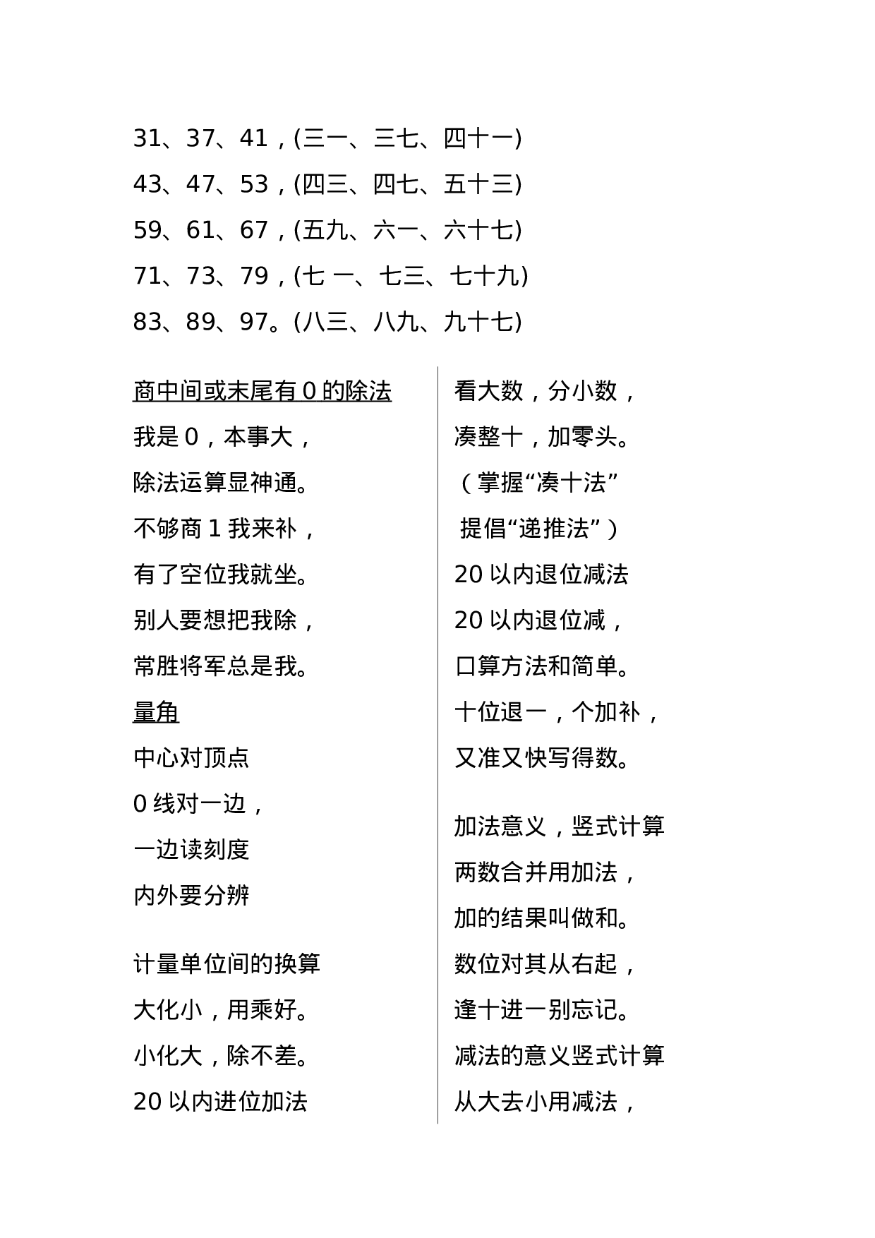 三（下）数学《知识点记忆口诀》，孩子熟背.docx 第3页