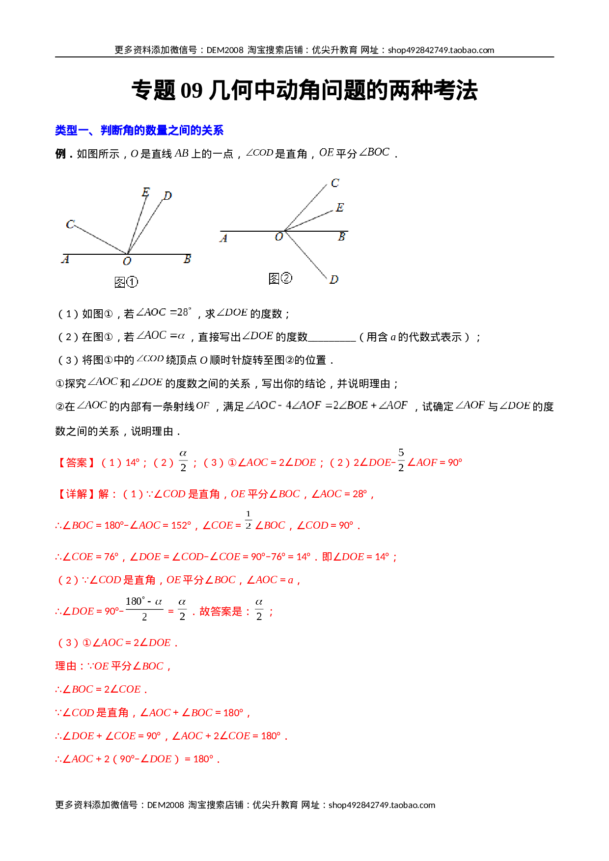 专题09 几何中种动角问题的两种考法（解析版）（人教版）.docx 第1页