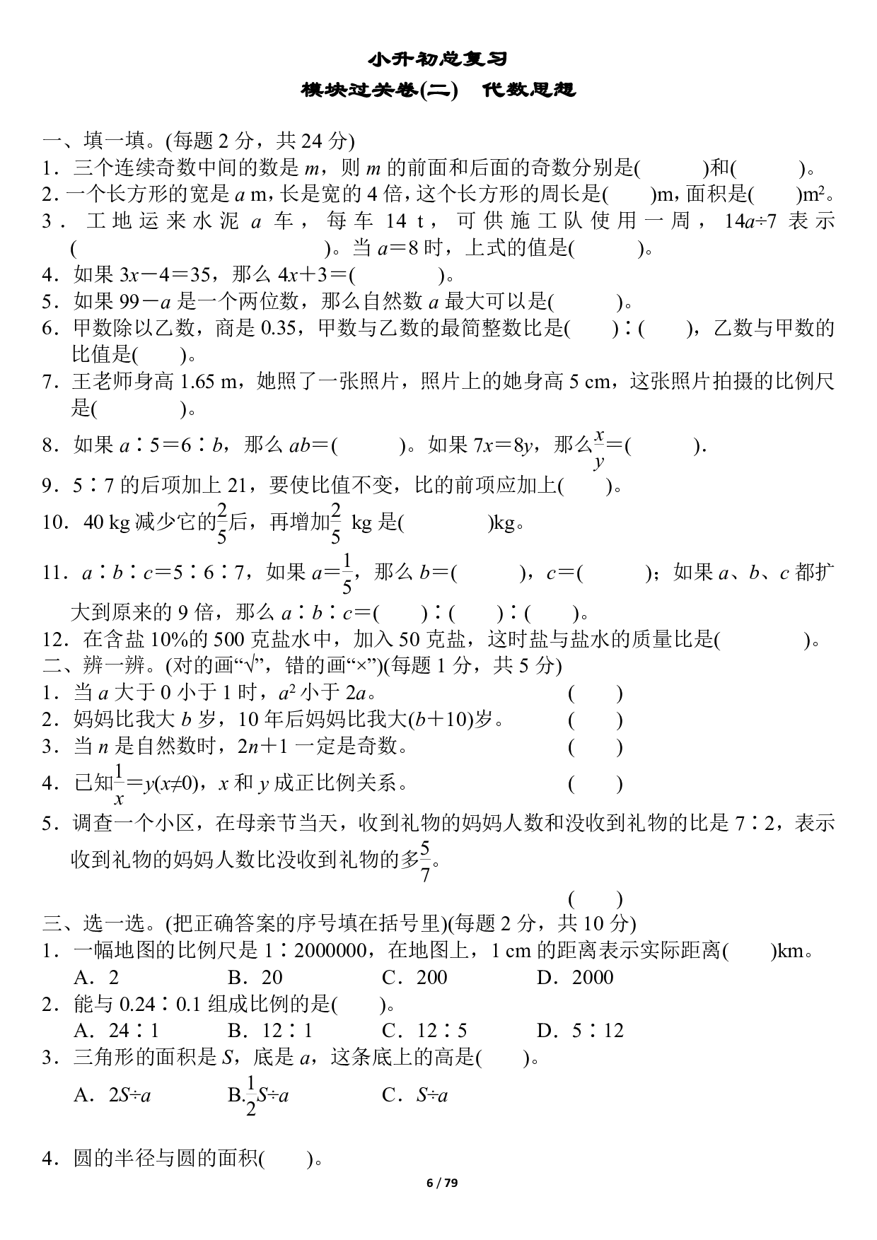 小学数学《专项复习卷》全18套+答案.pdf 第6页