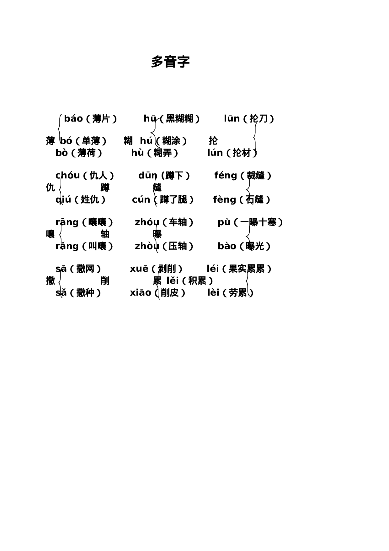 六（上）语文期末：课本内多音字汇总.doc 第1页