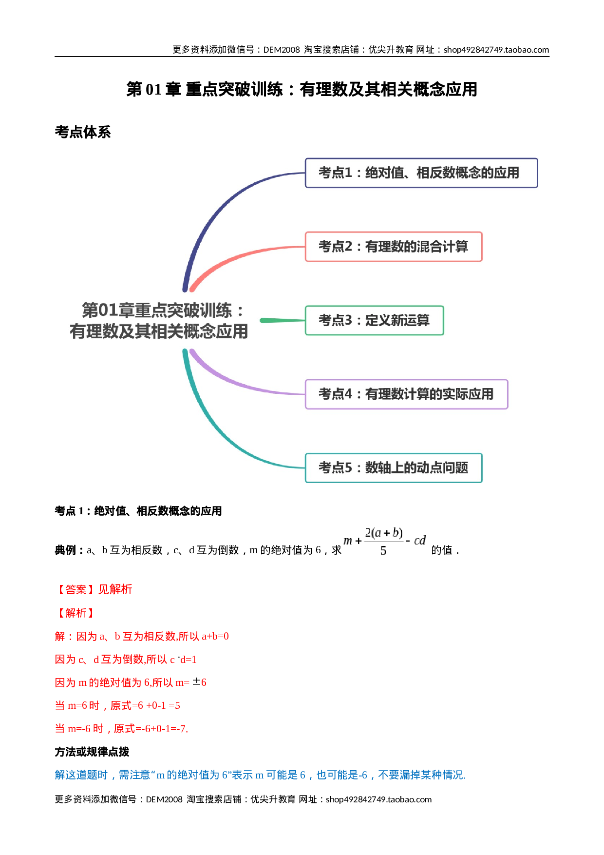 第01章 重点突破训练：有理数及其相关概念应用（解析版）（人教版）.docx 第1页
