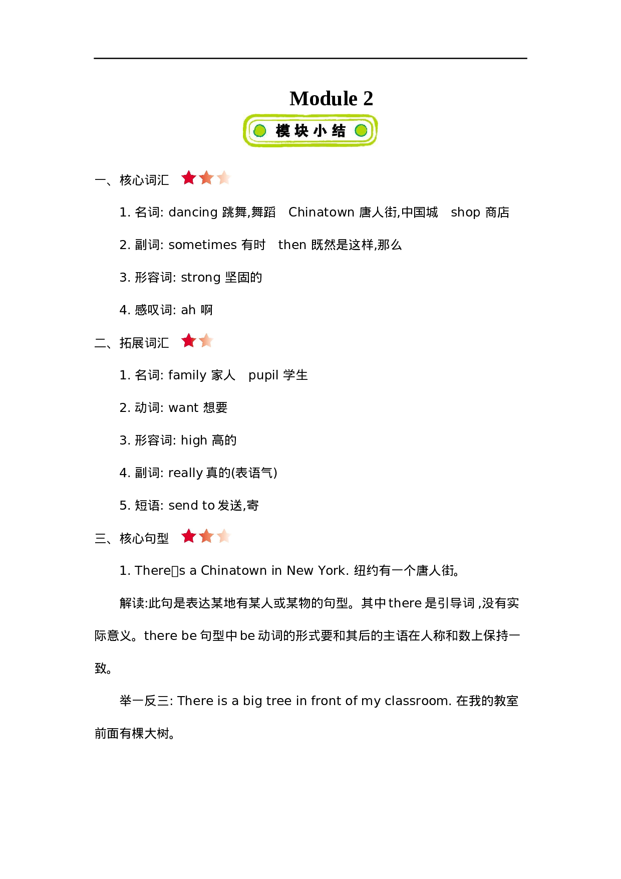 六(上)外研 Module 2 知识清单.docx 第1页