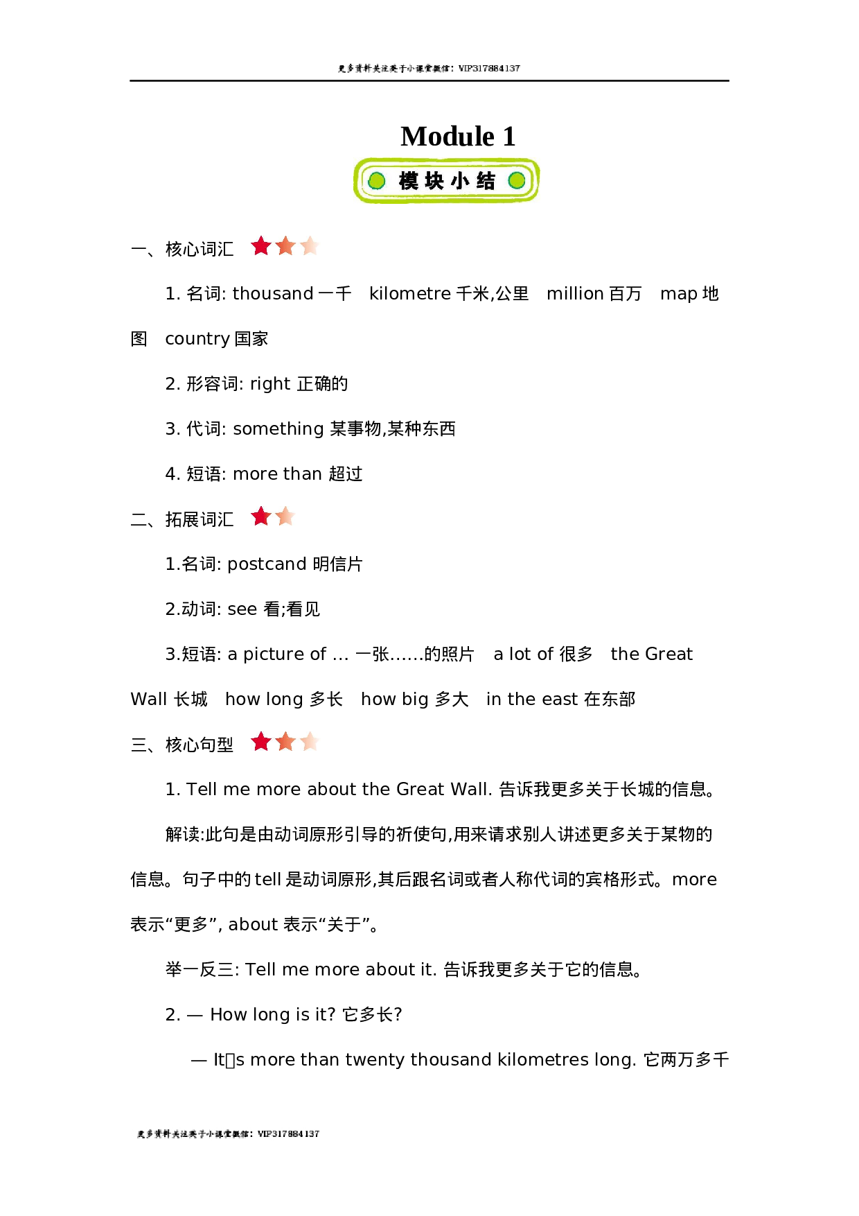 六(上)外研 Module 1 知识清单.docx 第1页
