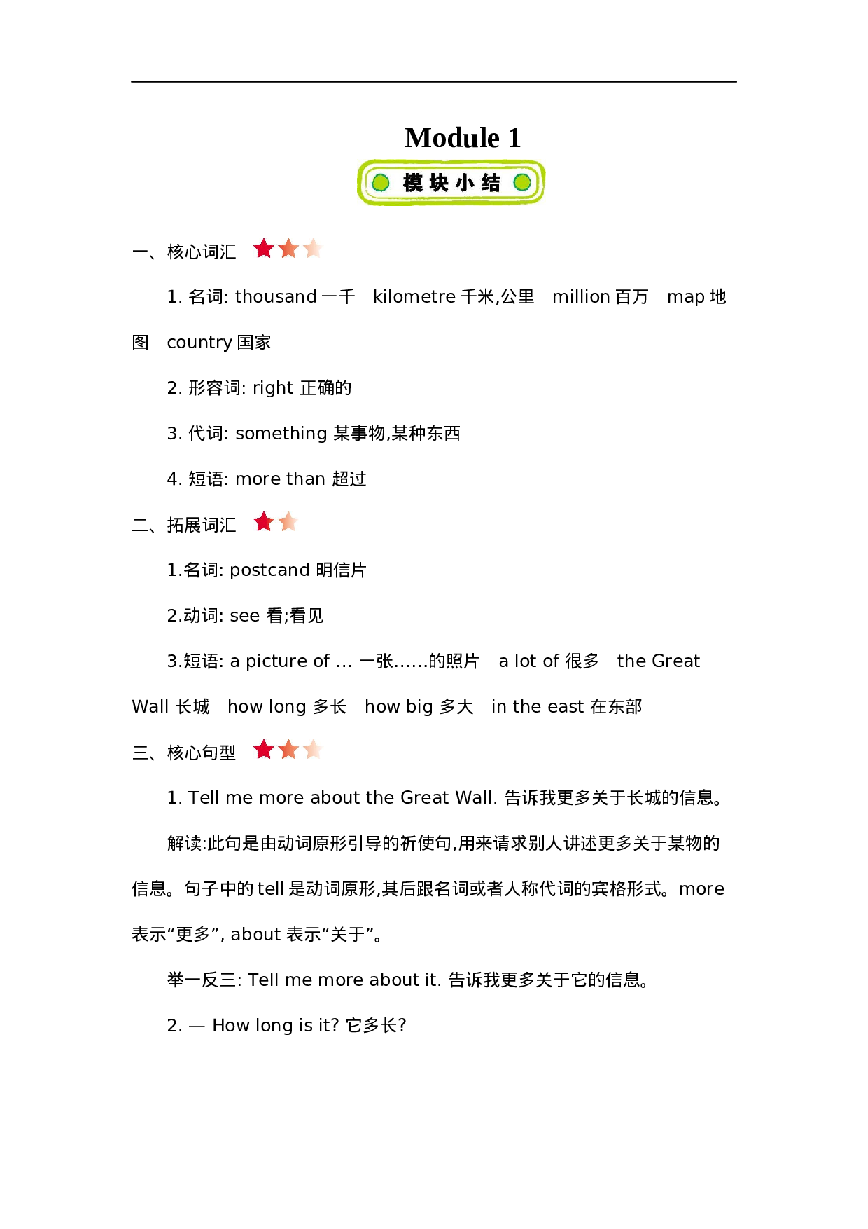 六(上)外研 Module 1 知识清单 (1).docx 第1页