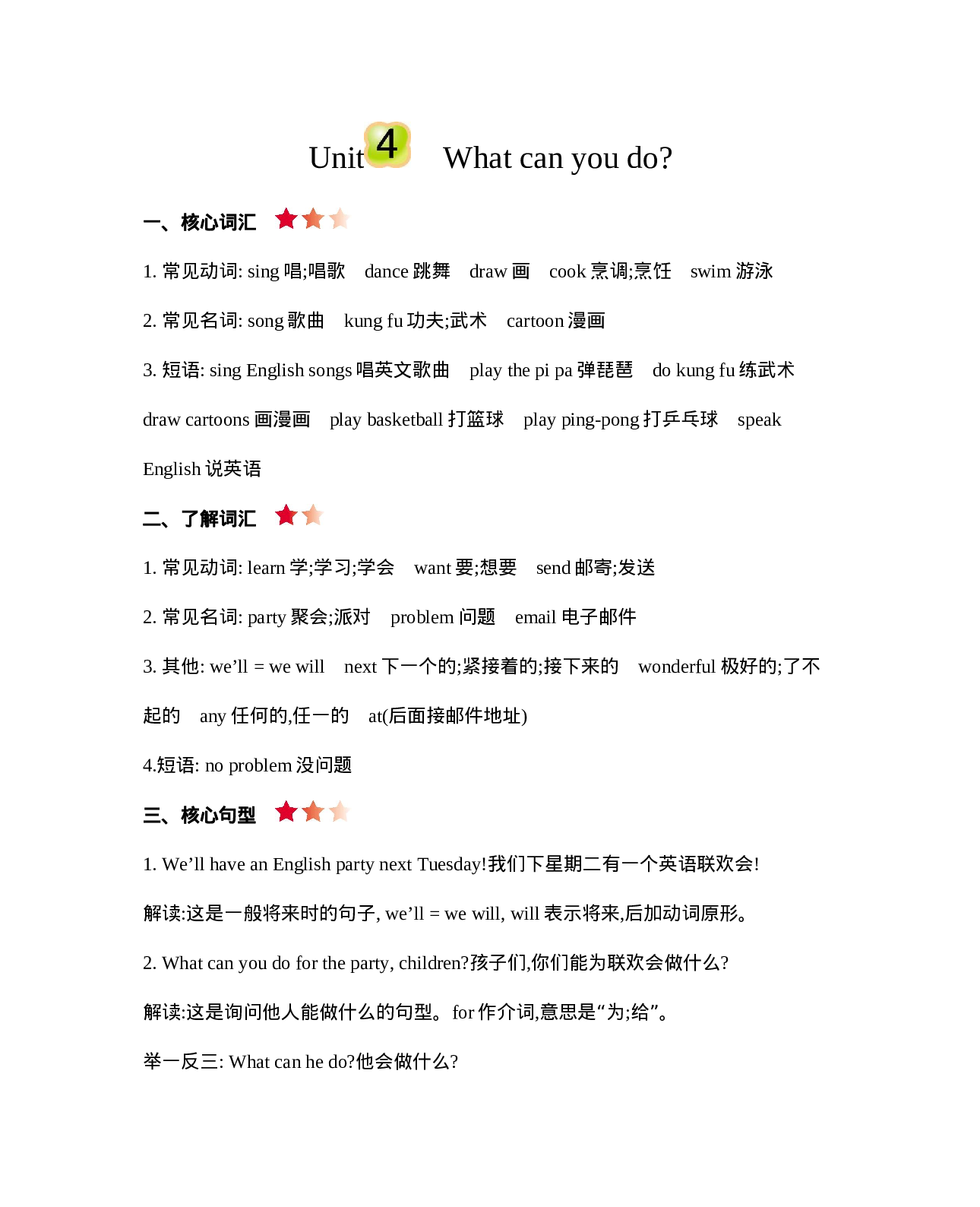 五（上）人教PEP：Unit 4 知识清单.docx 第1页