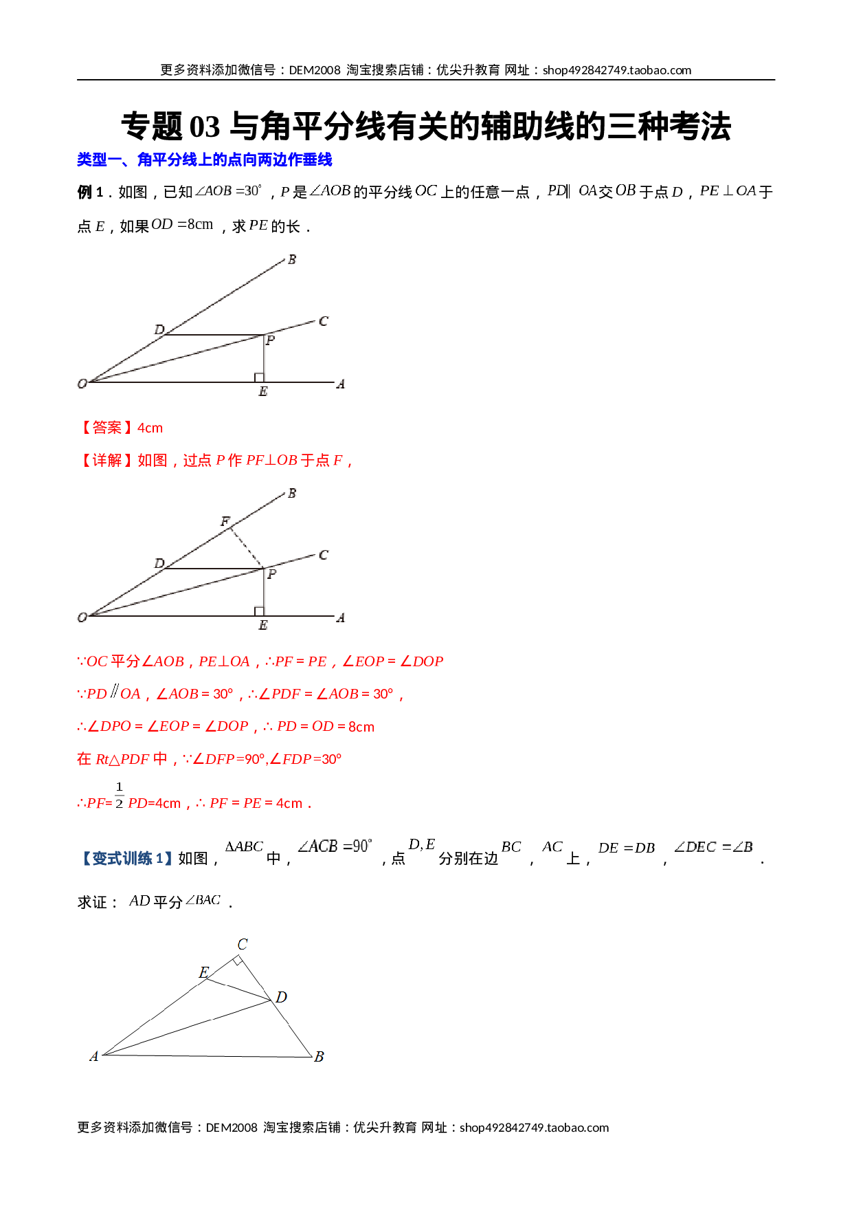 专题03 与角平分线有关的辅助线的三种考法（解析版）（人教版）.docx 第1页