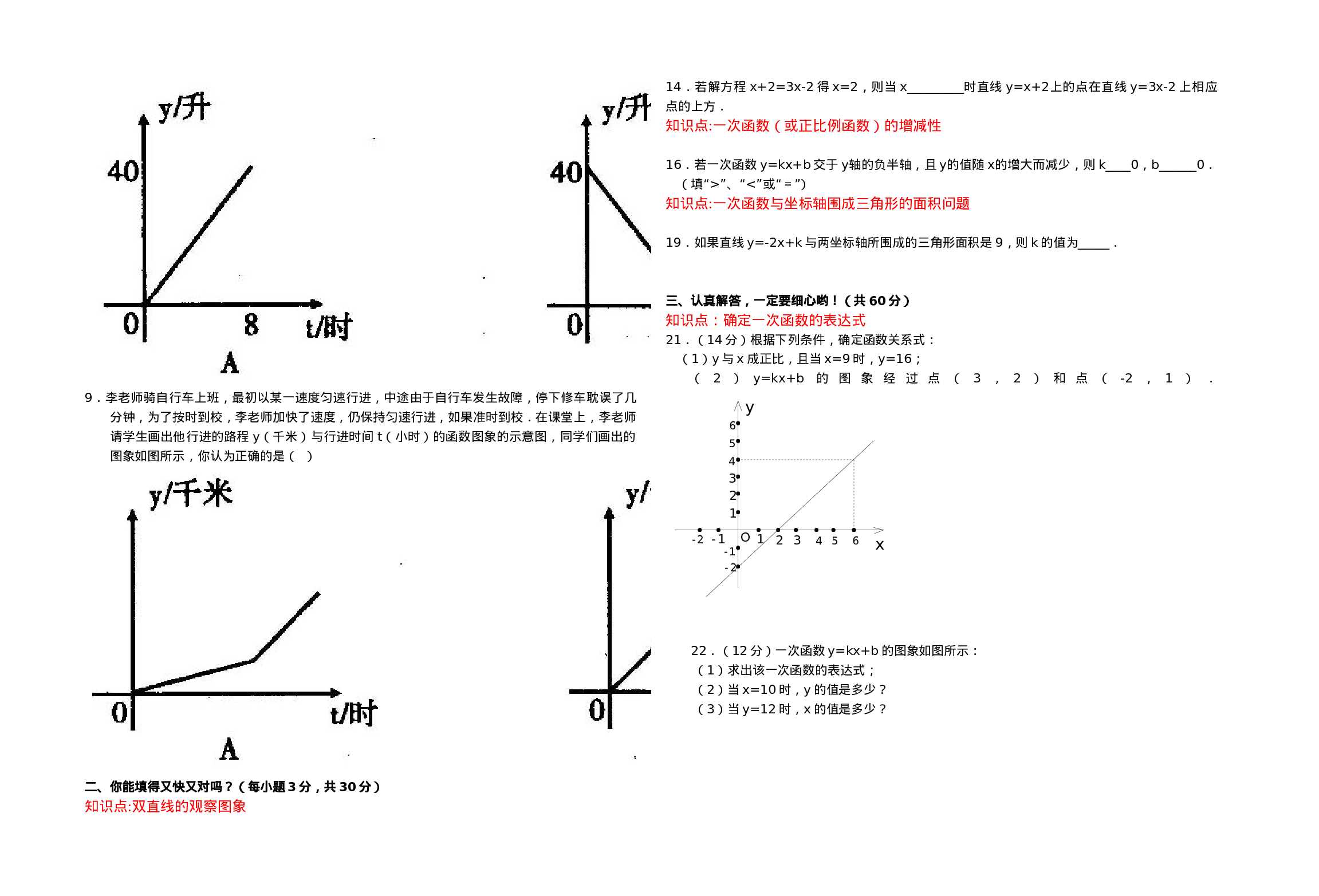 归类整理的的一次函数单元测试题(含答案).doc 第2页