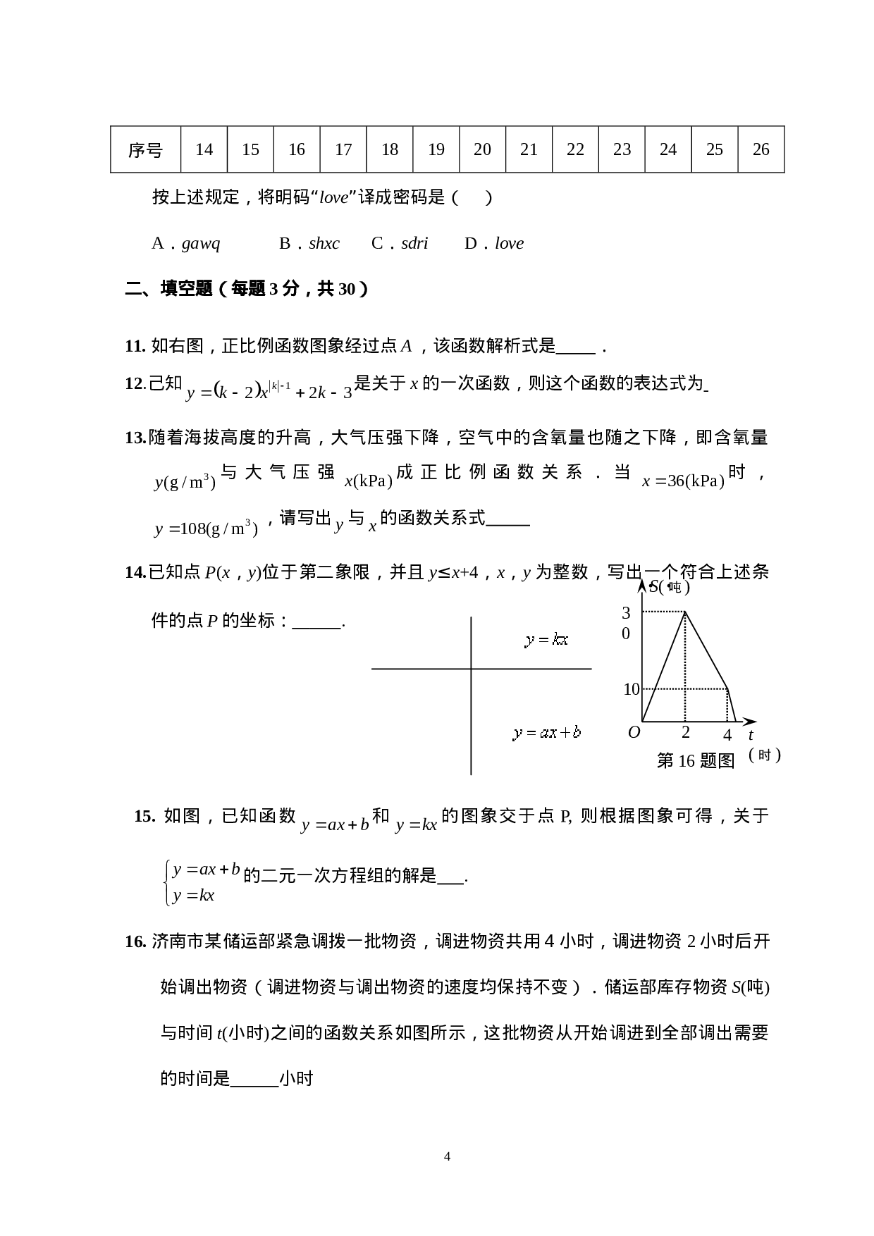 新人教版八年级下册第19章 一次函数 单元测试试卷（B卷）.doc 第4页