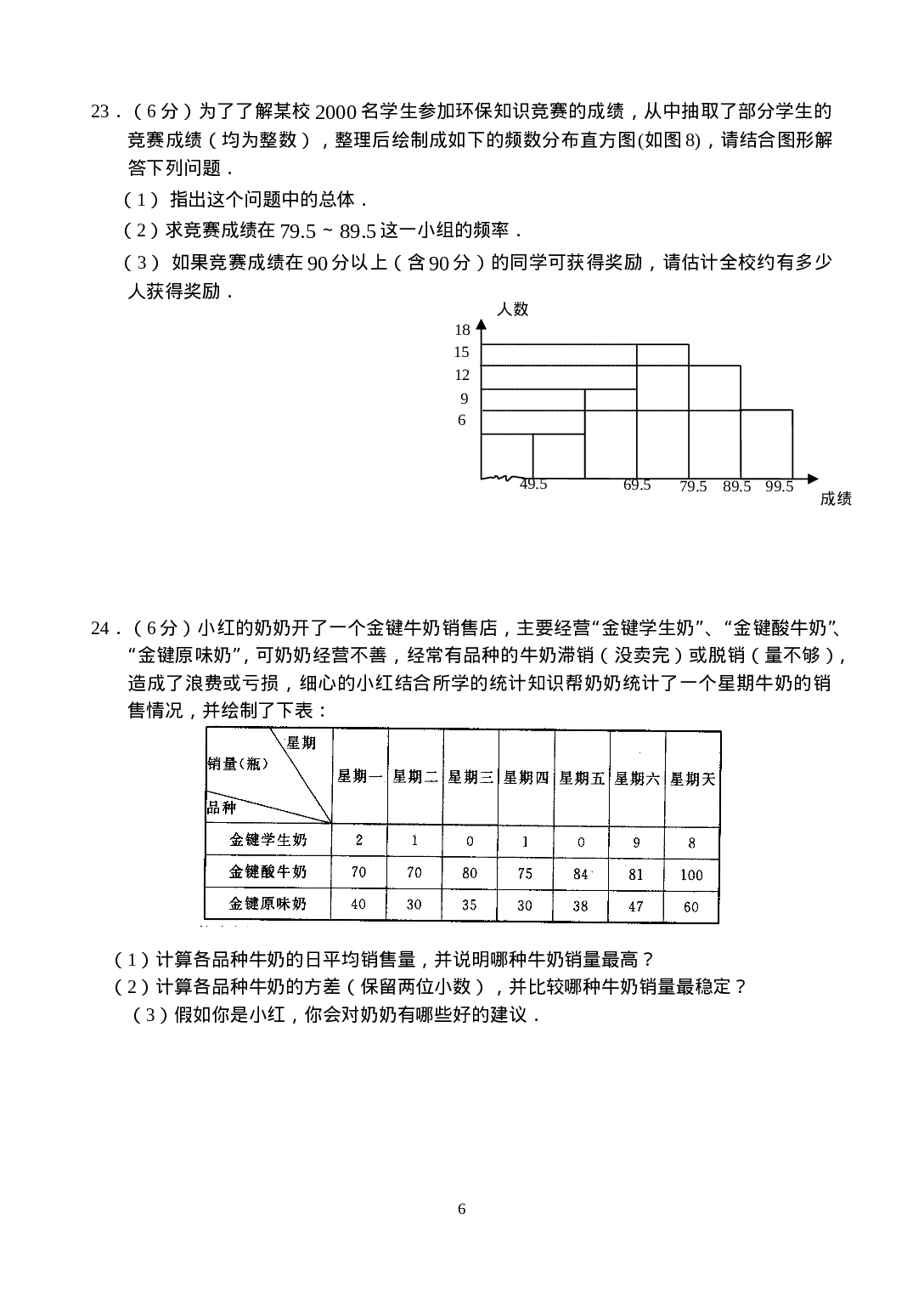 新人教版八年级下册第20章 数据分析 单元测试试卷（A卷）.doc 第6页
