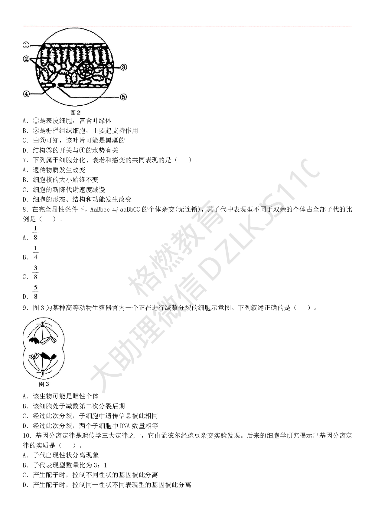 初中生物学科知识历年真题及解析（2015上-2019上）.pdf 第2页