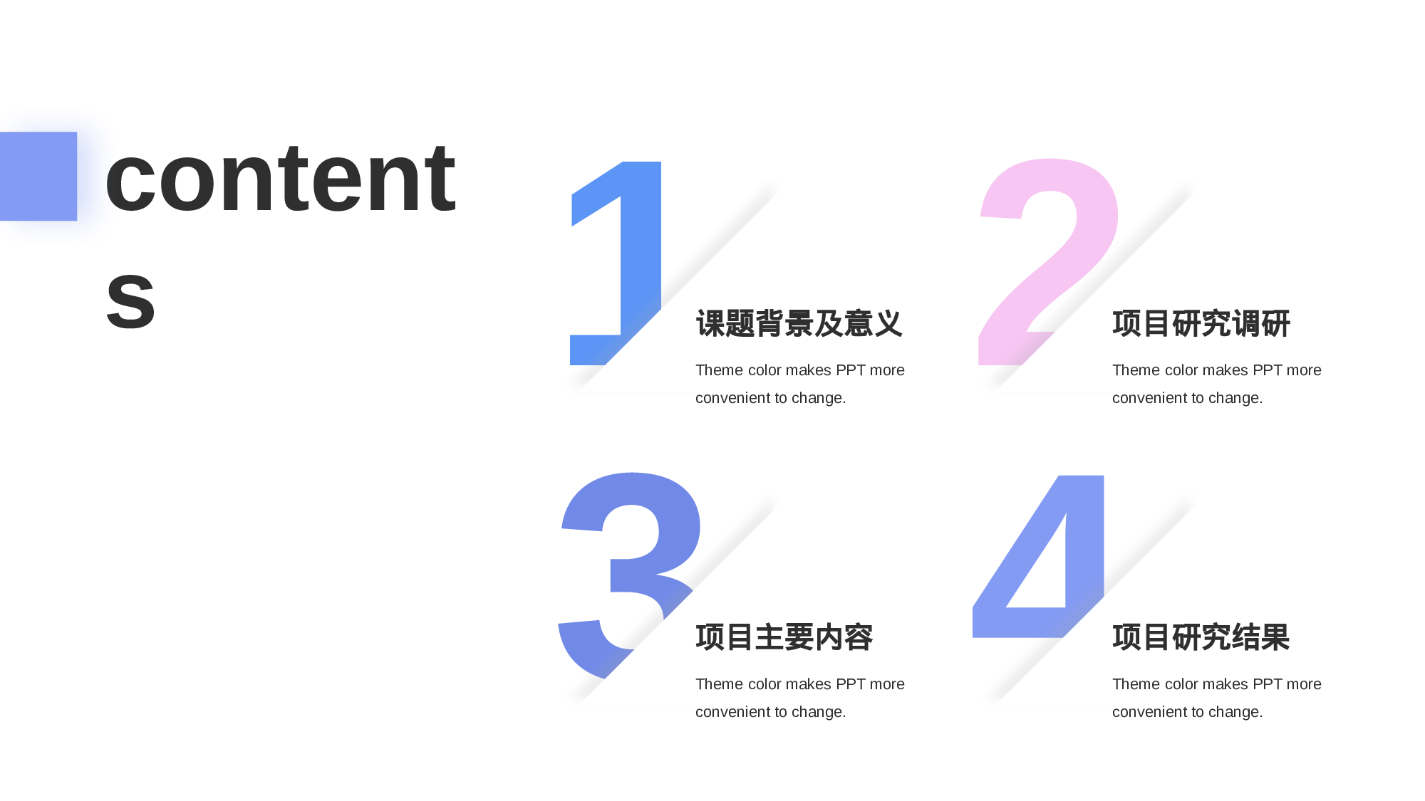 蓝粉色扁平创意毕业答辩PPT主题.pptx 第2页