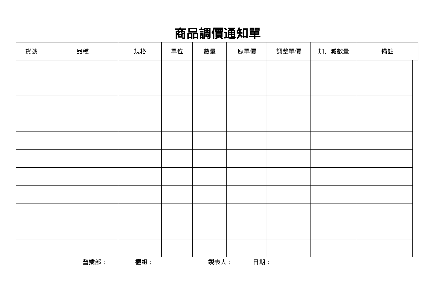 商品调价通知单.doc 第1页