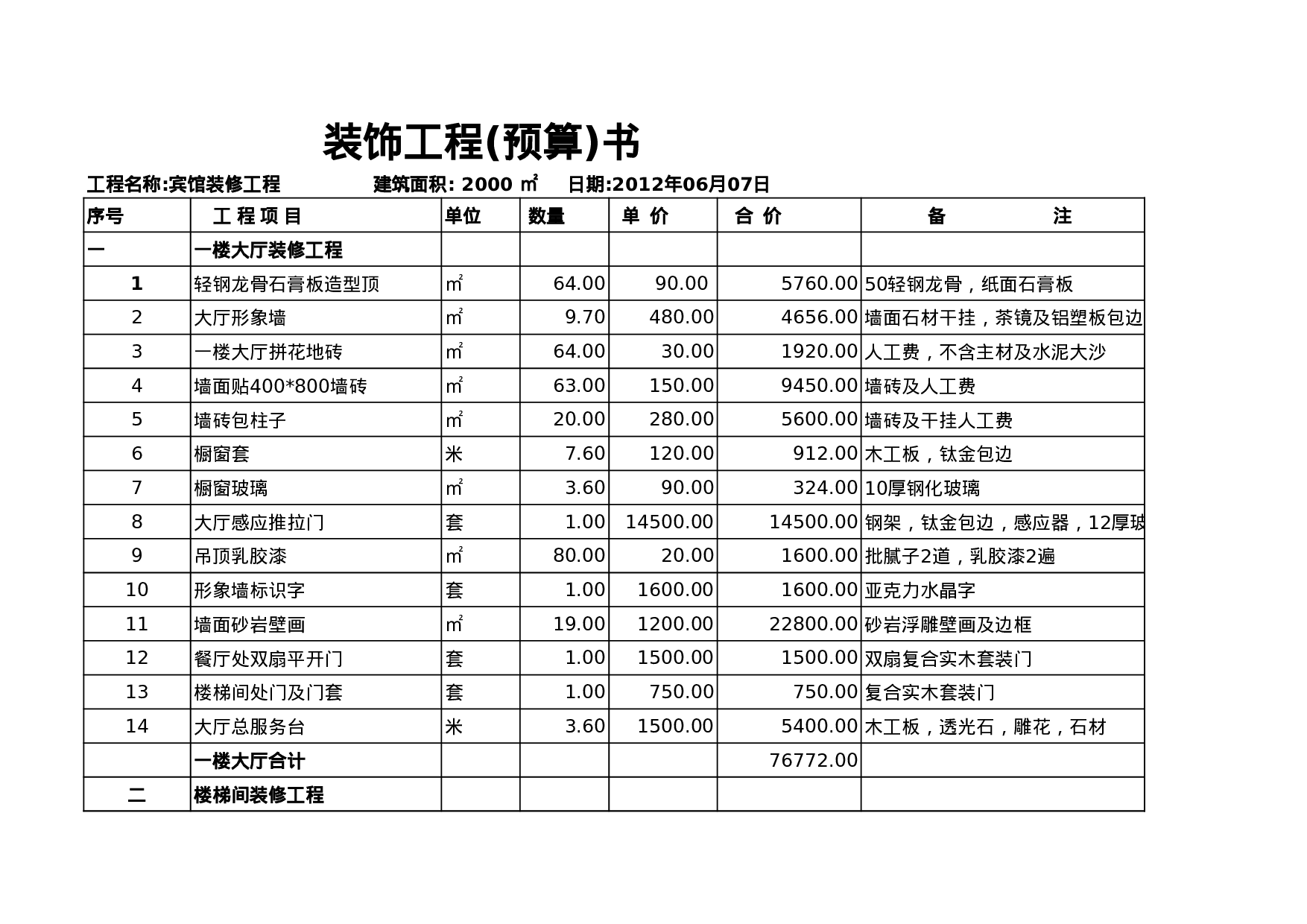 装饰工程(预算).xls 第1页