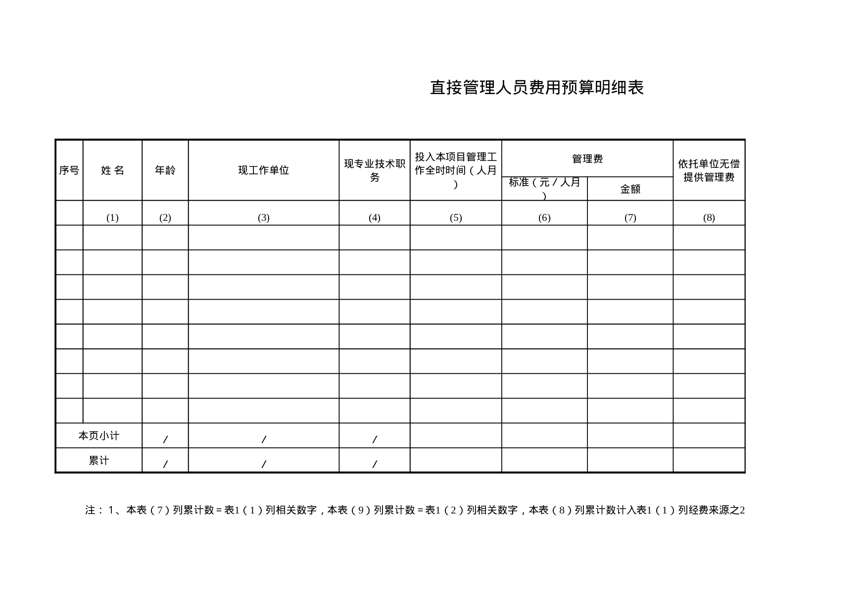 直接管理人员费用预算明细表.xls 第1页