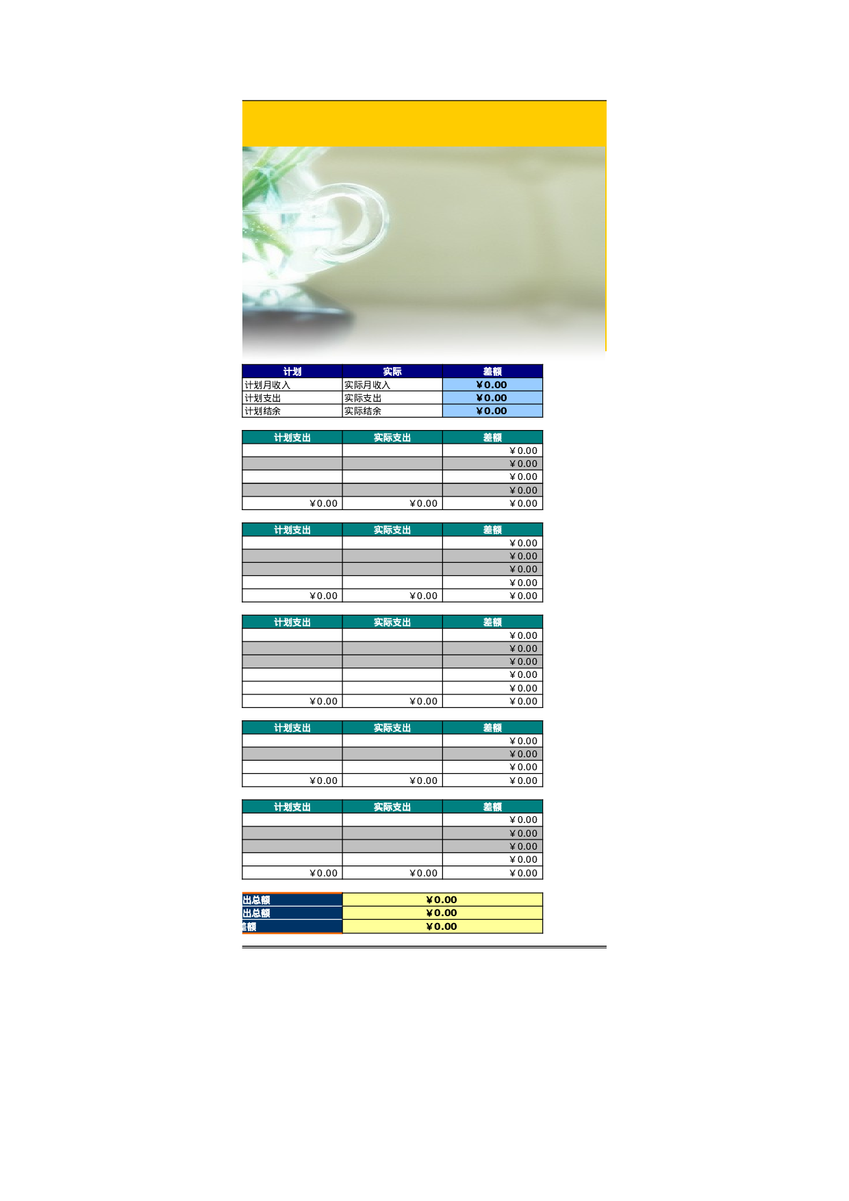 个人月度预算表.xls 第2页
