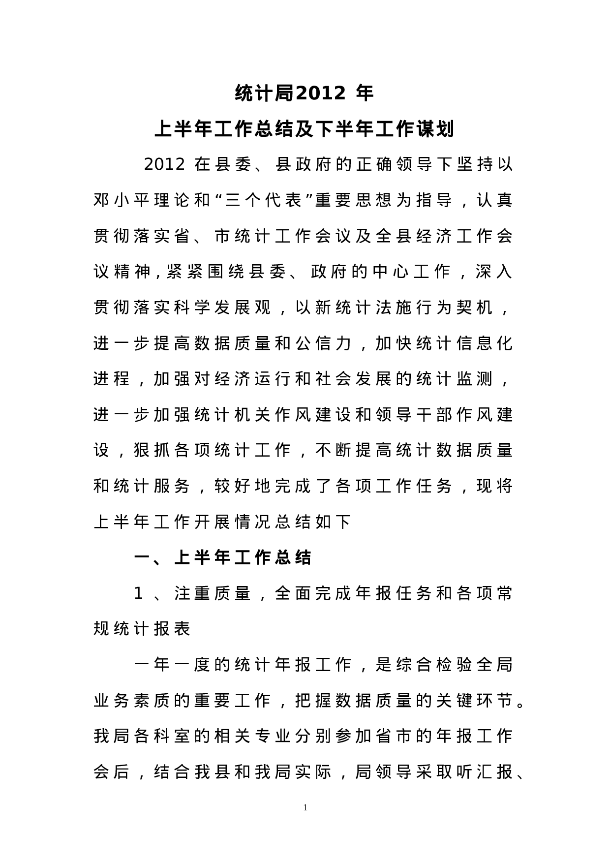 统计局年上半年工作总结.doc 第1页