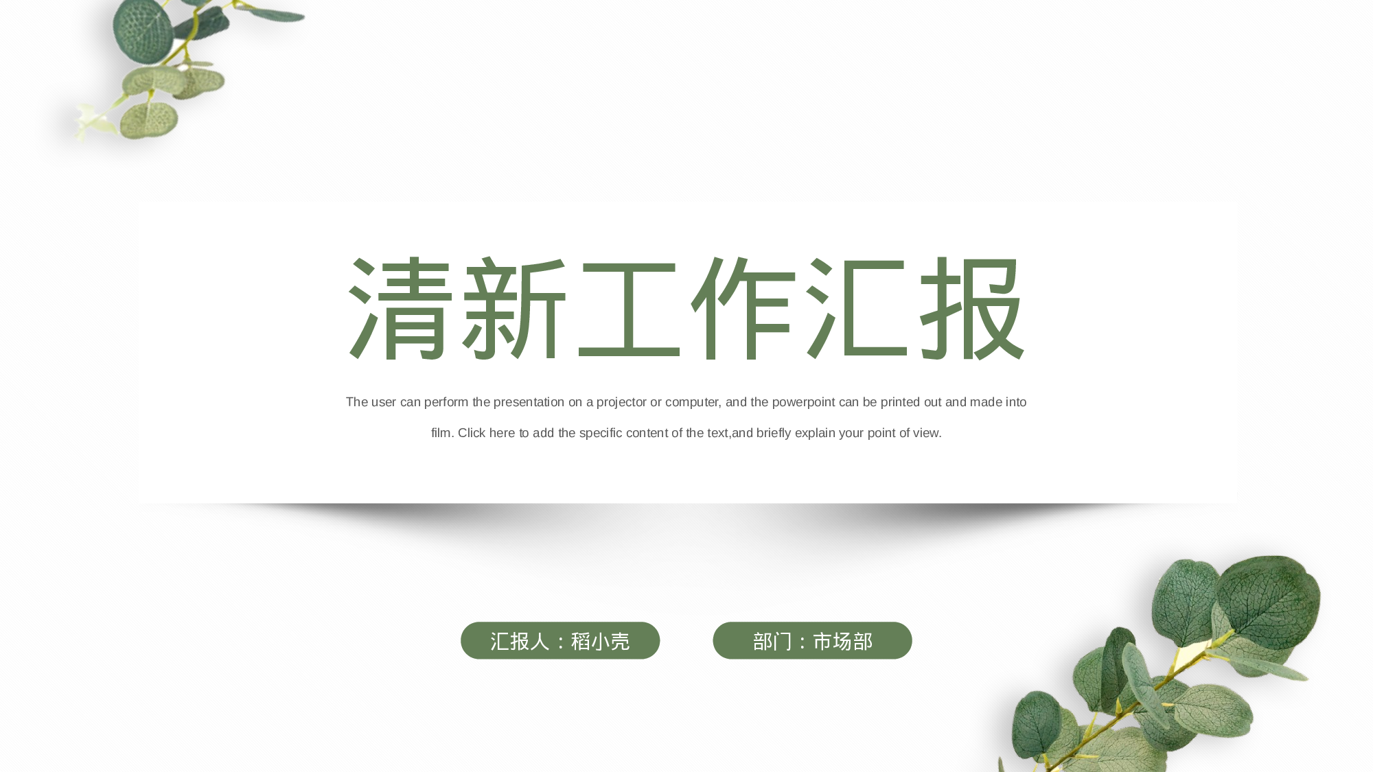 尤加利植物清新工作汇报通用模板.pptx 第1页