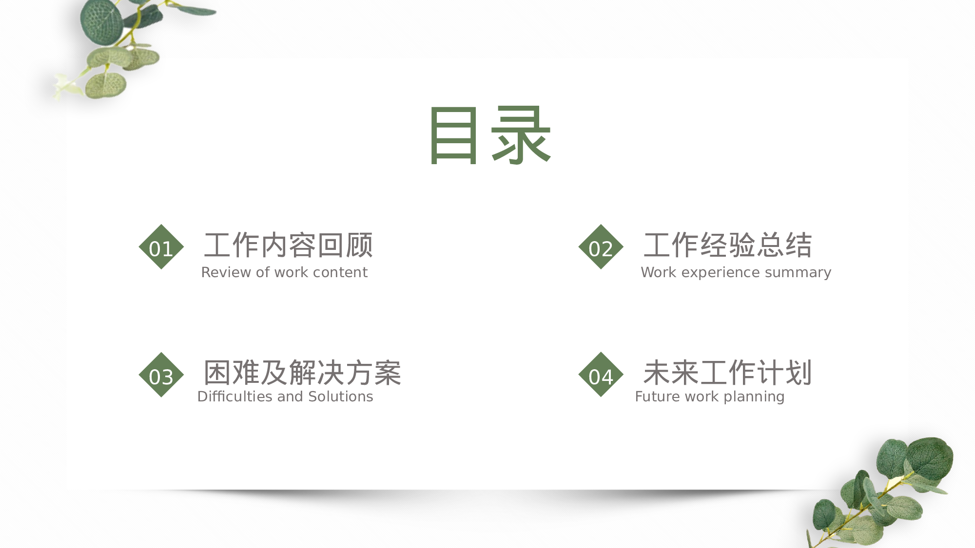 尤加利植物清新工作汇报通用模板.pptx 第2页