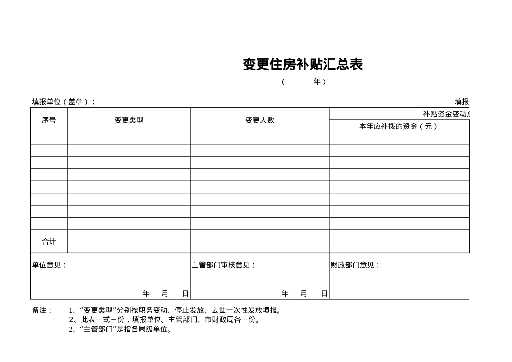 变更住房补贴汇总表.xls 第1页