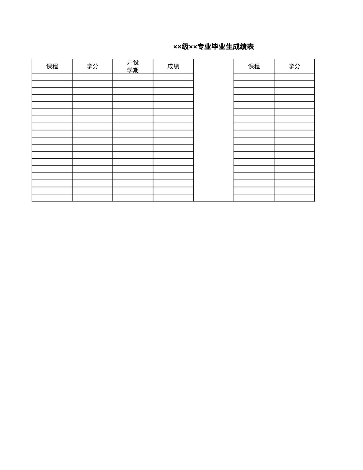 毕业生成绩表.xls 第1页