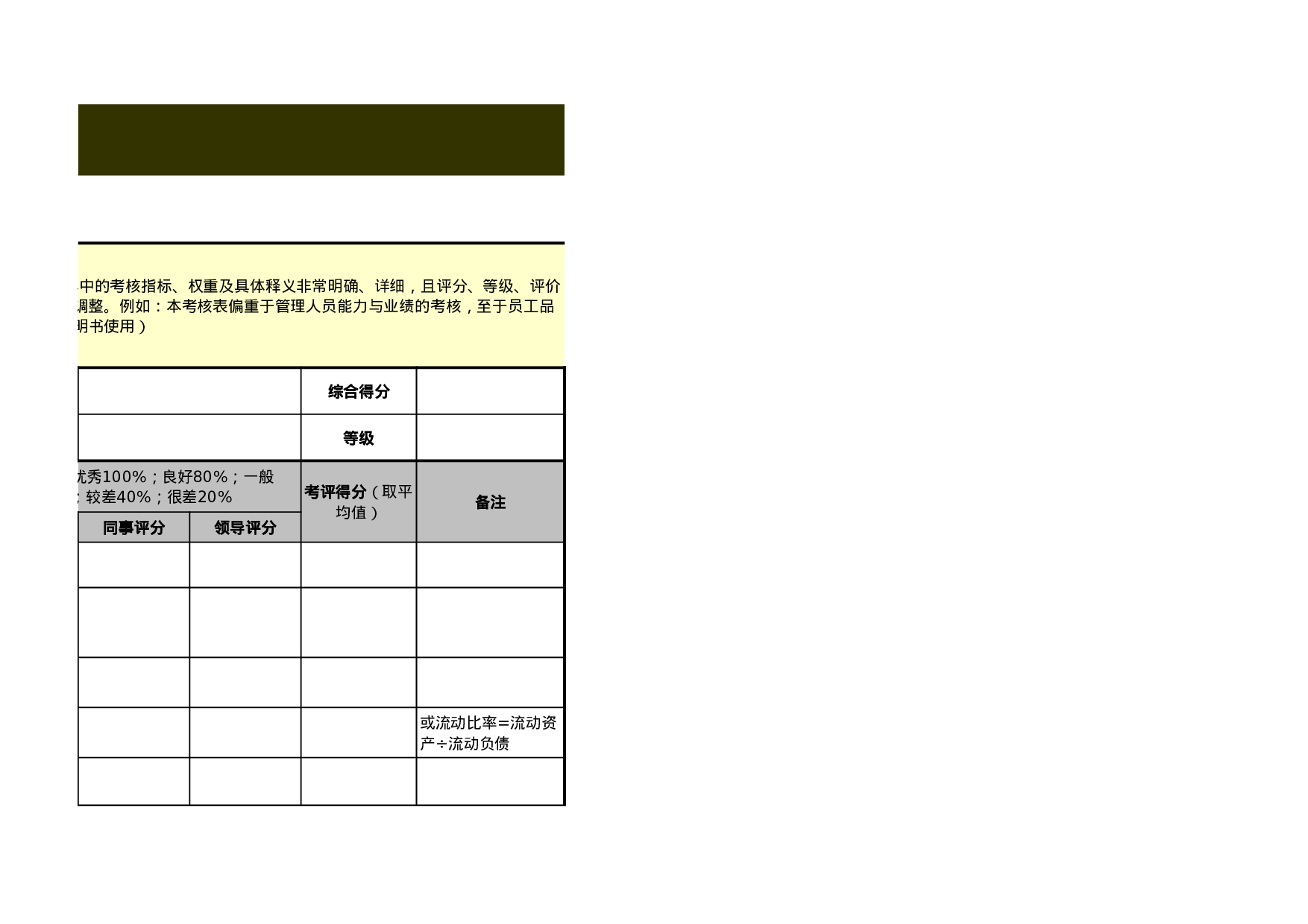 综合类绩效考核表模板（管理高层）.xls 第5页