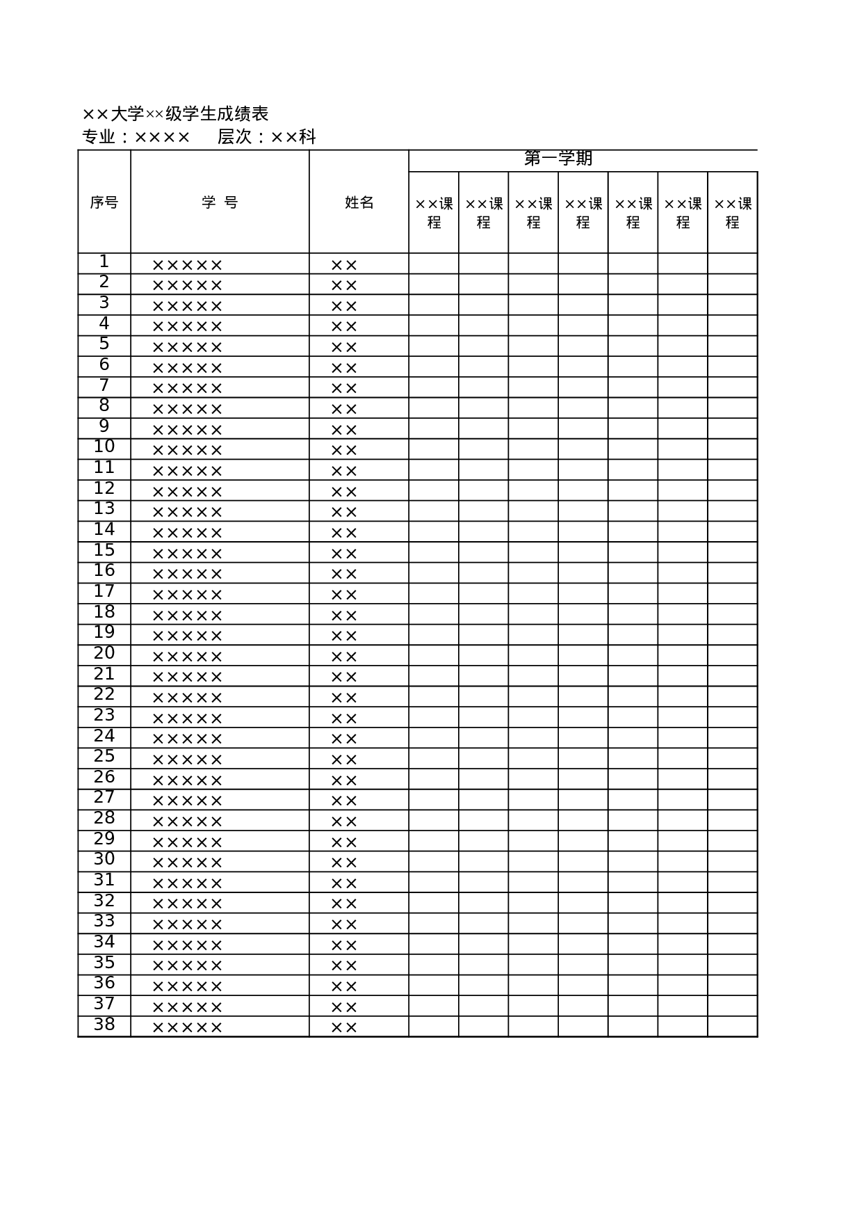 学生成绩表.xls 第1页