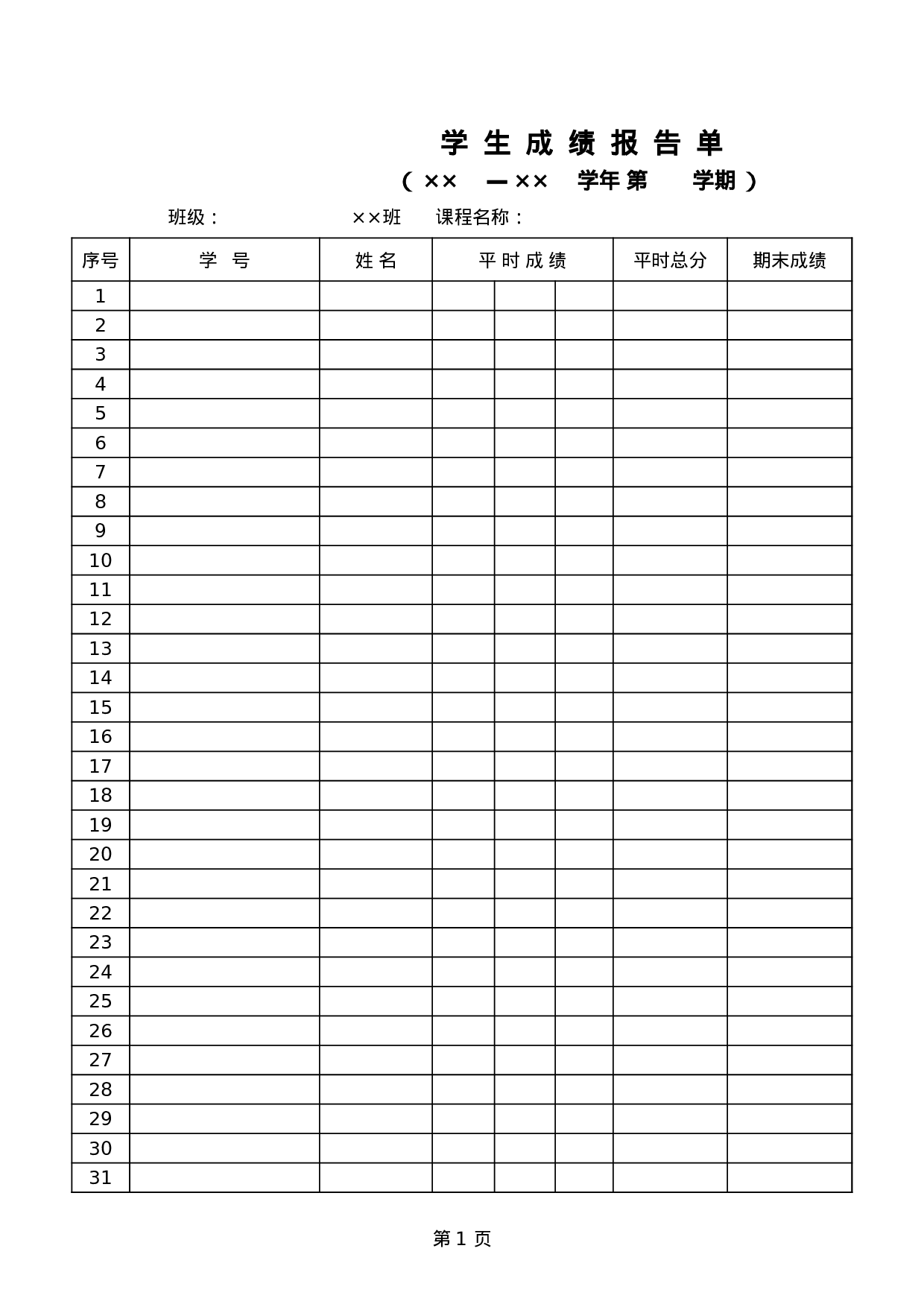 学生成绩报告单表格.xls 第1页