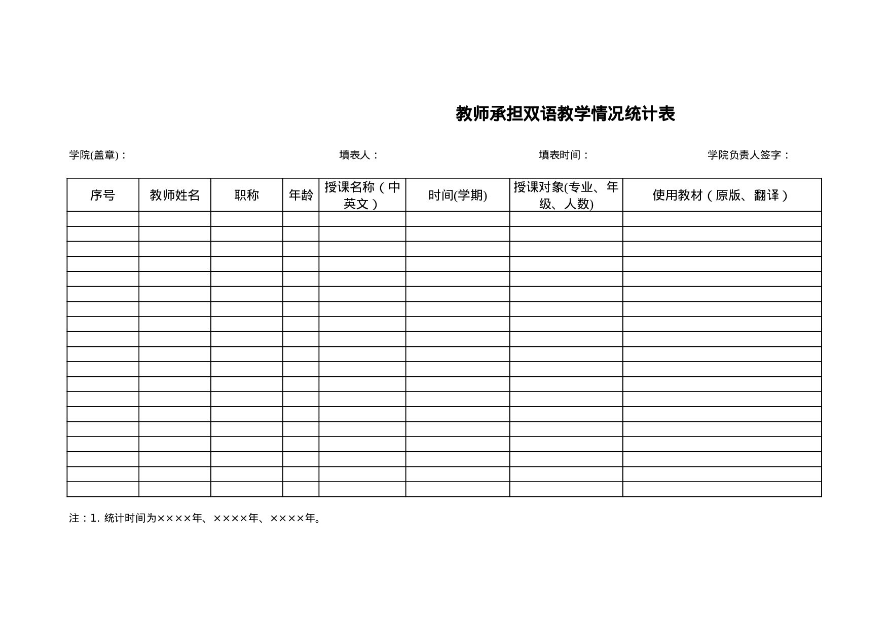 教师承担双语教学情况统计表.xls 第1页