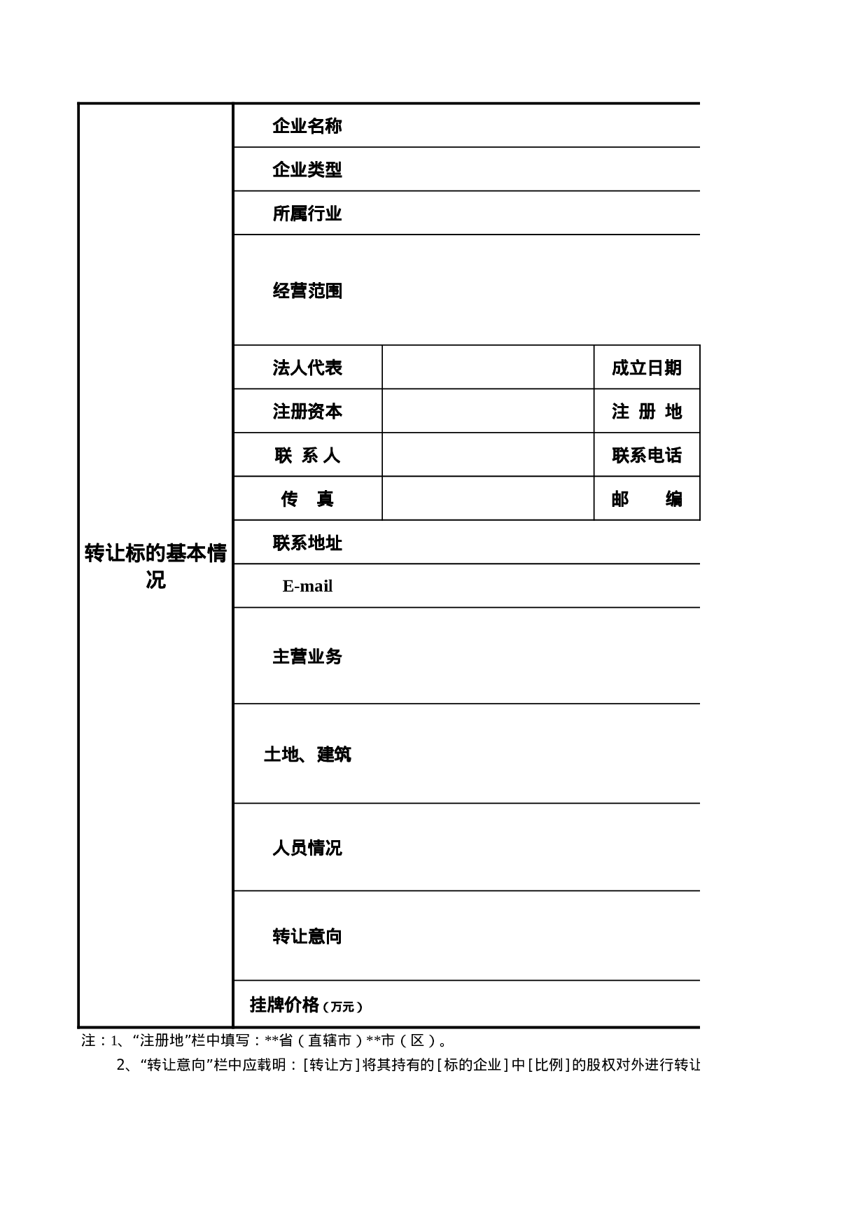 国有产权（股权）交易上市申请书.xls 第2页